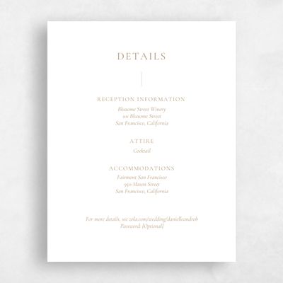 Metallic Bronze, Brown Wedding Enclosure - Barnell Letterpress