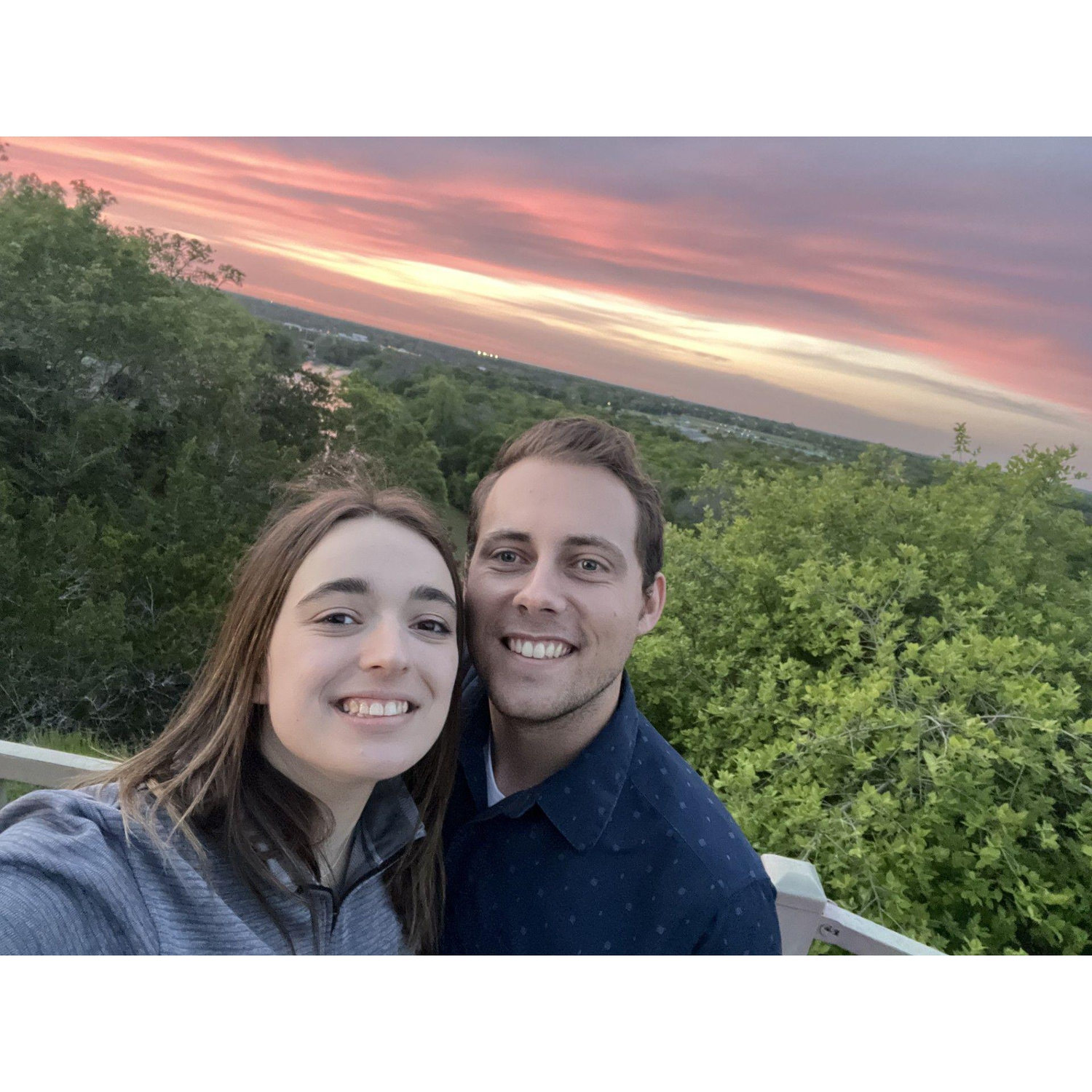 Cameron Park at sunset after dinner on our six month anniversary date.