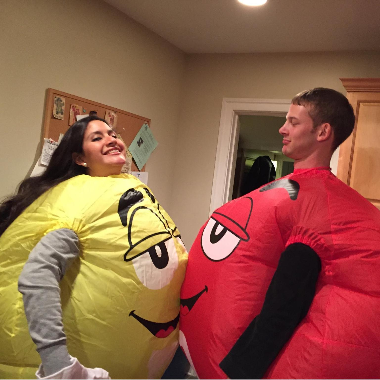 Our first Halloween together had a crunchy candy shell and chocolate filling.
