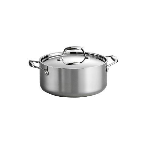 Tramontina 80116/025DS Gourmet Stainless Steel Induction-Ready Tri-Ply Clad Covered Dutch Oven, 5-Quart, NSF-Certified, Made in Brazil
