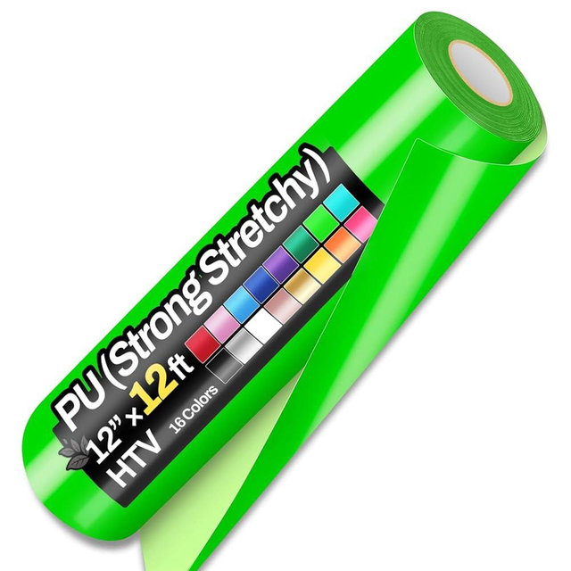 Sooez 12" x 12ft Heat Transfer Vinyl Rolls, Strong Stretchy HTV Green for Shirts, Easy to Cut & Weed for DIY Heat Vinyl Design, Matte Finish