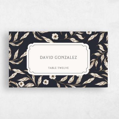 Ebony, Black Wedding Place Card - Brenton