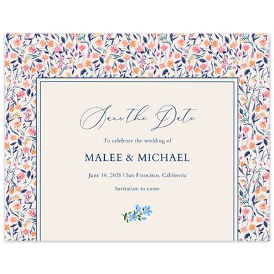 Dark Royal, Beige Wedding Digital Save the Date - Ariella Landscape