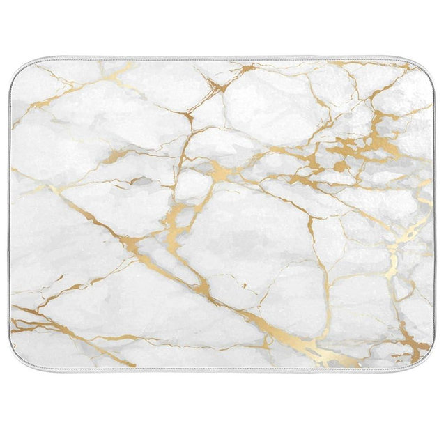 Marble White Dish Drying Mat 18x24 for Kitchen Golden Grey Marble Dishes Pad Dish Drainer Rack Mats Absorbent Fast Dry Kitchen Accessories