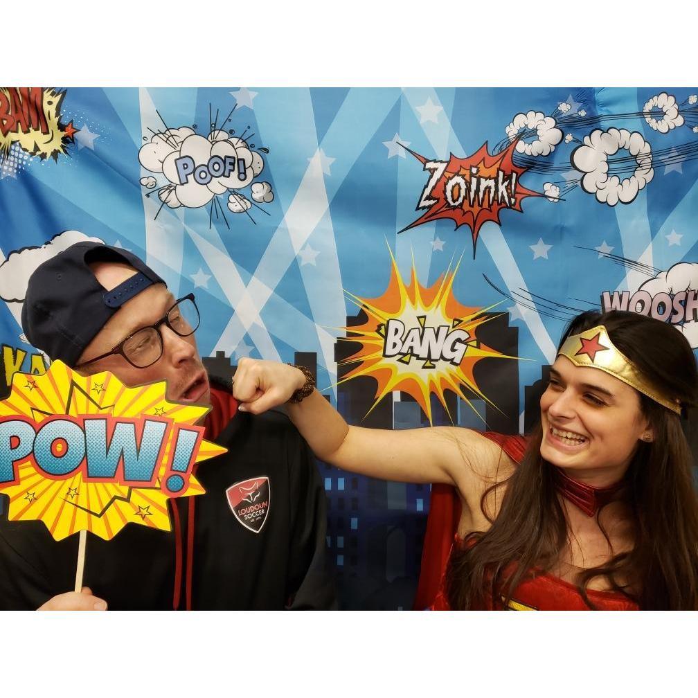 My little sister capris super heros birthday party, Tim wanted photos with Wonder Woman.