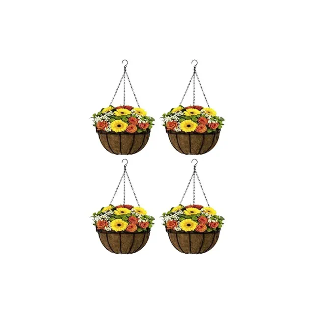 Sorbus 4-Pack Hanging Planter Baskets W/Coco Liner - for Garden Décor, Perfect for Home, Garden, Patio, Deck