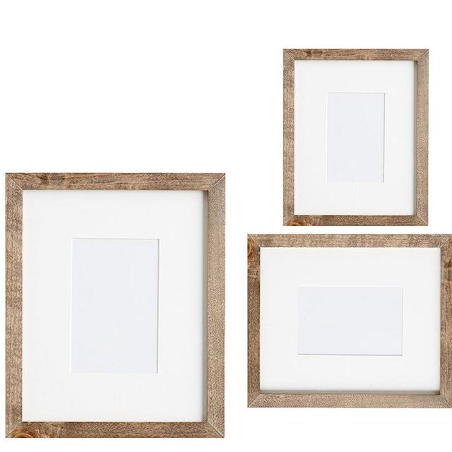 Wood Gallery Single Opening Frame, Set Of 3 - Gray