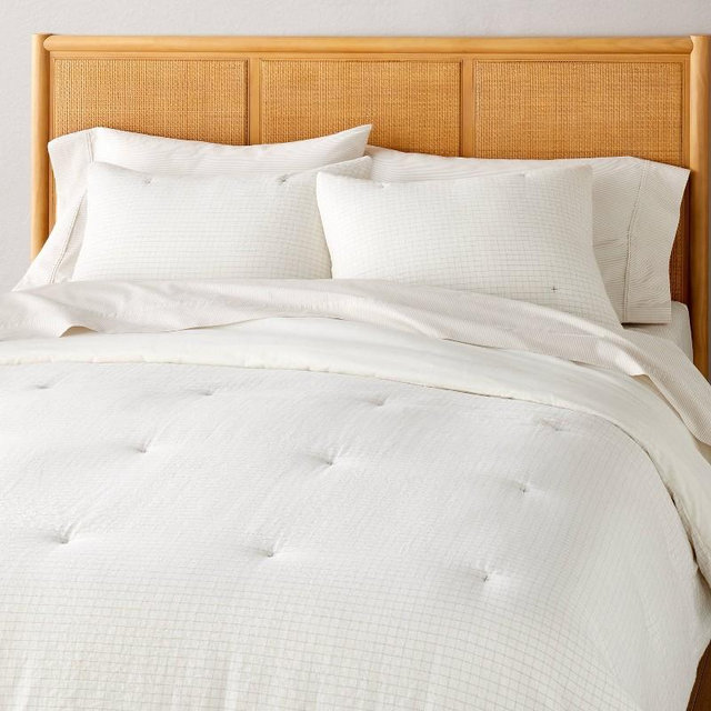 3pc King Mini Grid Stitch Comforter Bedding Set Twilight Taupe - Hearth & Hand™ with Magnolia