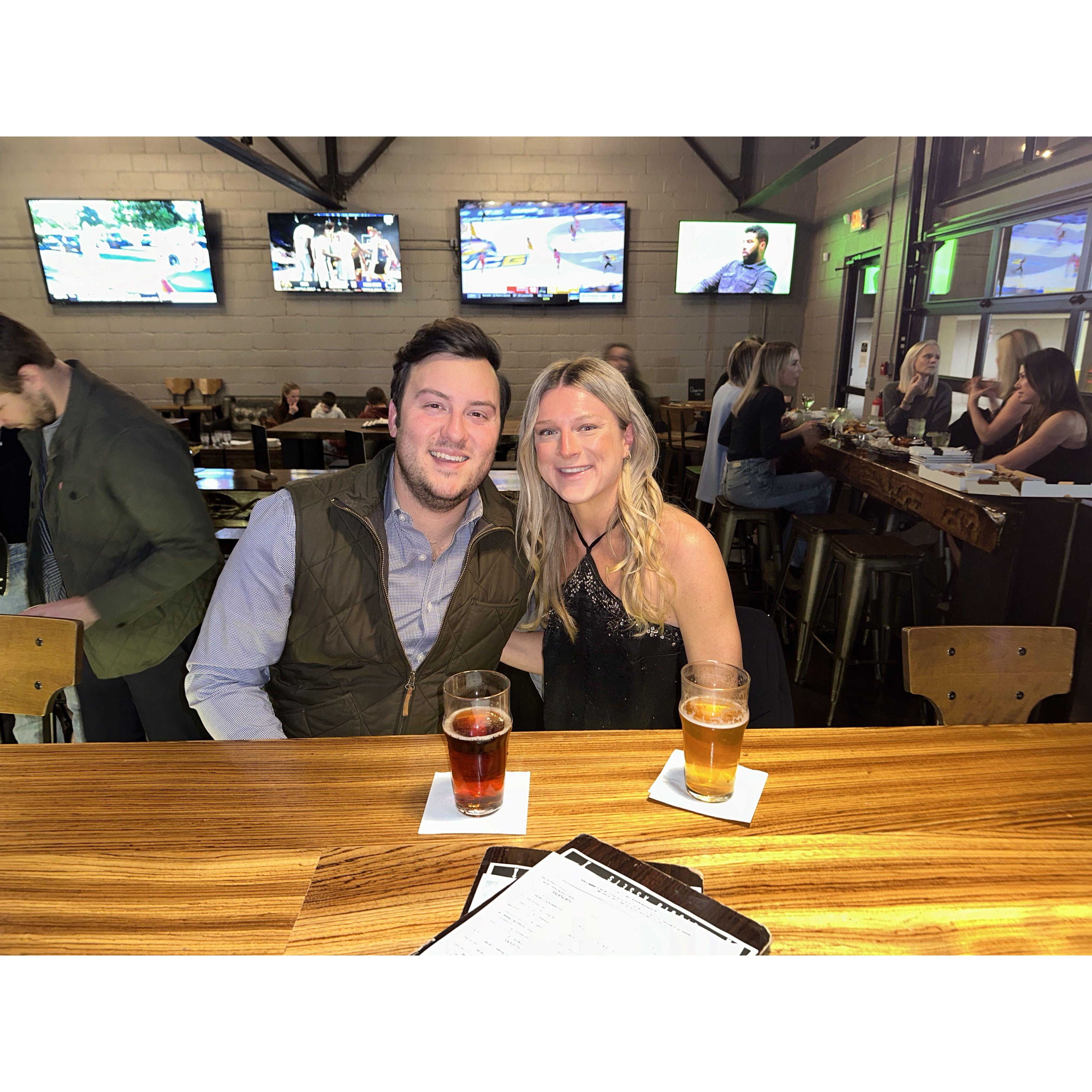 Celebrating their last "dating" anniversary at The Dow (2/8/2019-2/8/24). Mackenzie and Brian had their first date in these very seats!