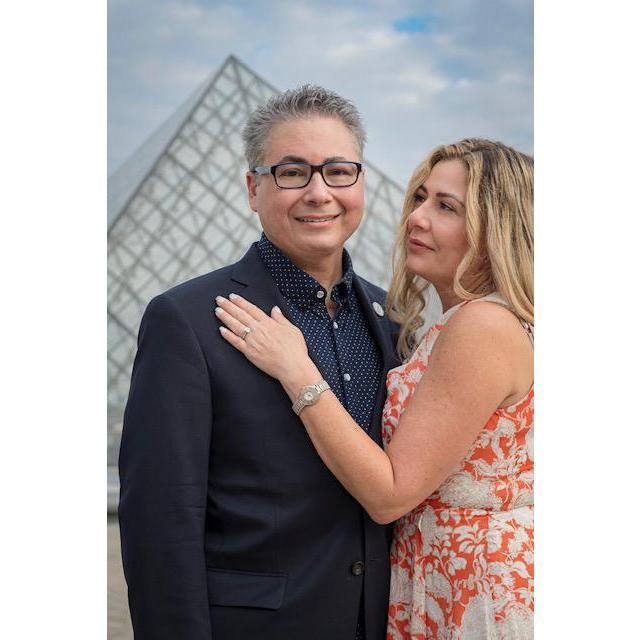 The happy couple at the Louvre.