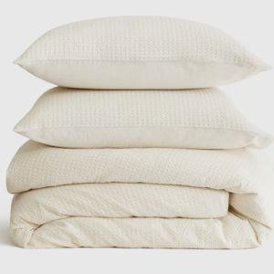 Organic Luxe Honeycomb Duvet Cover Set - Undyed, King/Cal King