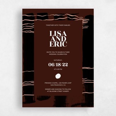 Chocolate, Brown Wedding Invitation - Braunfels Stroke