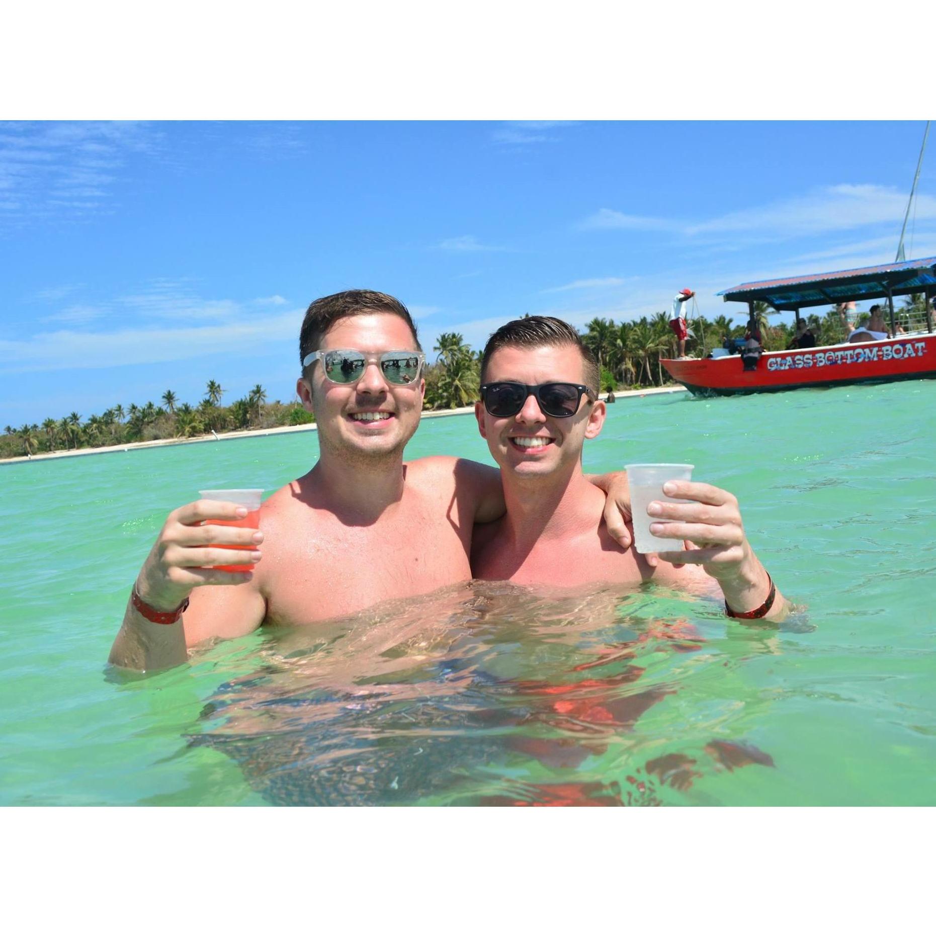 Enjoying the floating bar at the "natural pool."
Dominican Republic