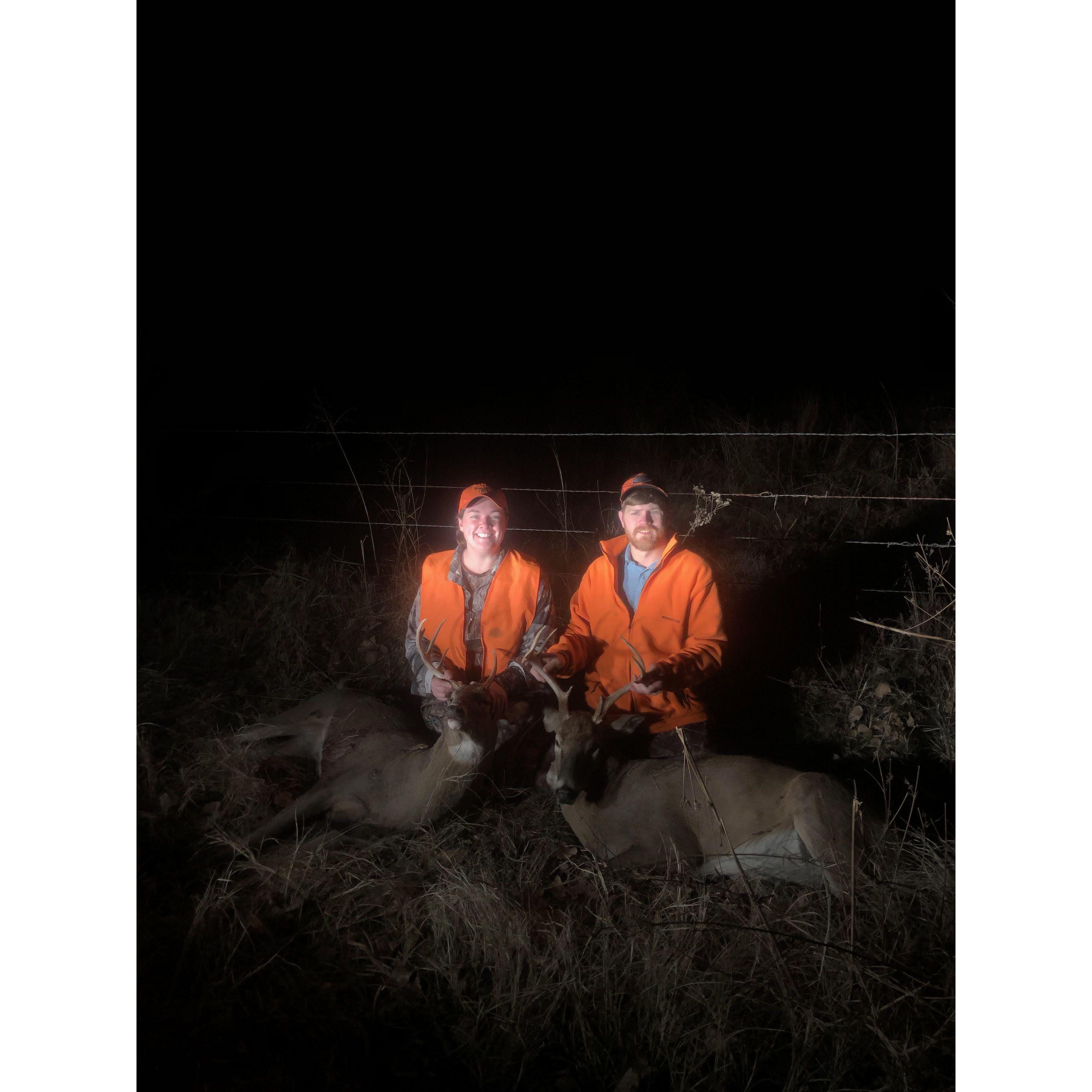 AND MORE HUNTING. We shot bucks fifteen minutes apart our first year hunting together.