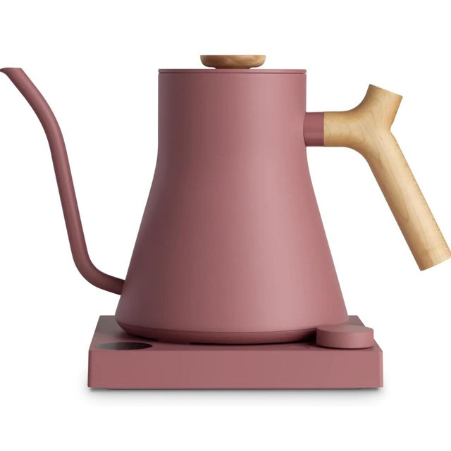 Fellow Stagg EKG Pro Electric Gooseneck Kettle - Pour-Over Coffee and Tea Pot, Stainless Steel, Quick Heating, Desert Rose with Maple Wood Handle, 0.9 Liter