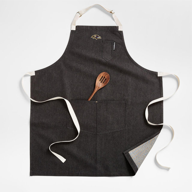 NFL Baltimore Ravens Black Organic Cotton Kitchen Apron with Pockets