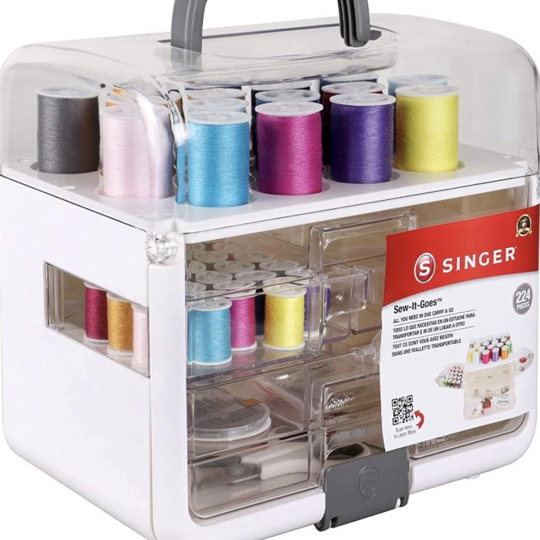 Singer Sew-It-Goes, 224 Piece - Sewing Kit & Craft Organizer - Sewing Case Storage with Machine Sewing Thread, Whitedding to Cart...