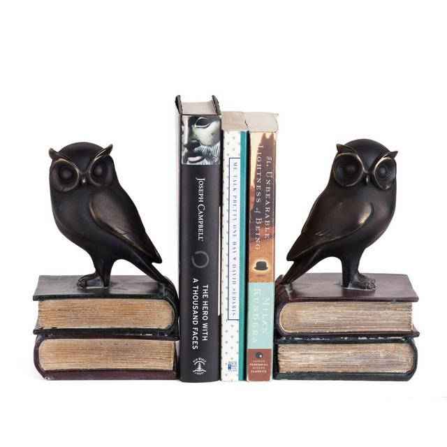 Danya B. Owl on Books Bookend Set in Bronze
