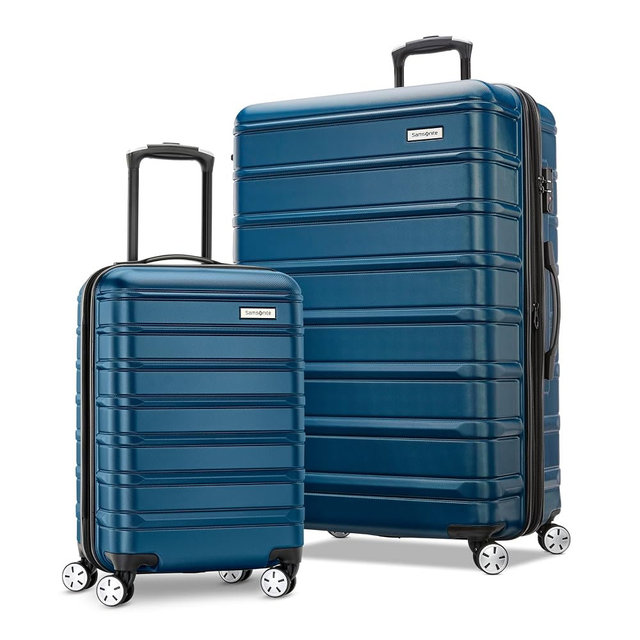 Samsonite Omni 2 Hardside 2 Piece Set - Includes Carry-On & Large Checked Luggage - 360° Dual Spinner Wheels - Integrated TSA Lock & Expansion - Amazon Exclusive - Lagoon Blue