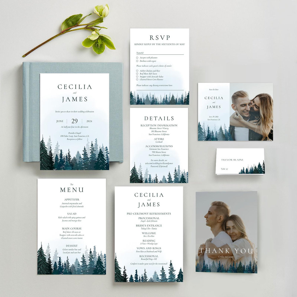 Bridlewood Portrait | Deepest Teal | Zola Wedding Invitations