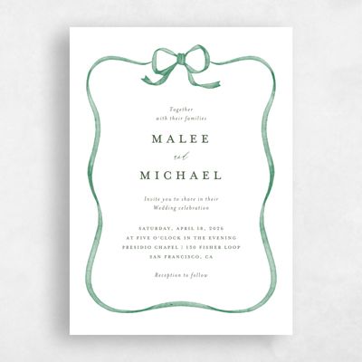 Green Wedding Invitation - Perkins Portrait