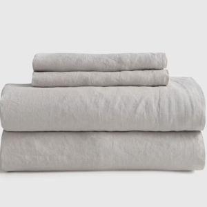 European Linen Sheet Set - Queen (Light Gray color)