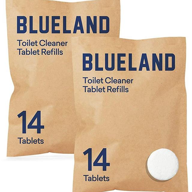 BLUELAND Toilet Cleaner Refill 2 Pack - Eco Friendly Products & Cleaning Supplies - No Harsh Chemicals, Plant-Based - Lemon Cedar - 28 tablets