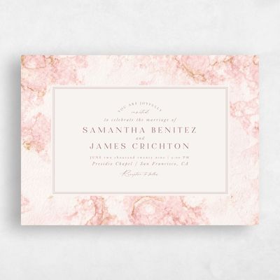 Blush, Pink Wedding Invitation - Carrara Landscape