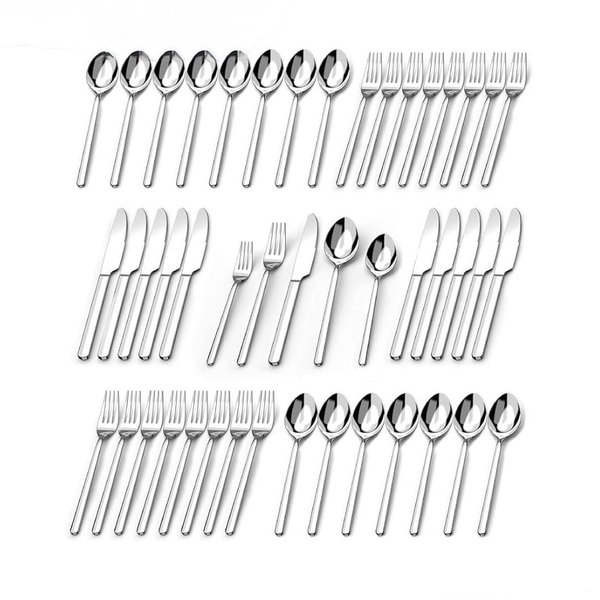 KINGSTONE Silverware Sets, 60 Piece Flatware Set for 12, 18/10 Stainless Steel Cutlery Set Mirror Polished Modern Design Dishwasher Safe
