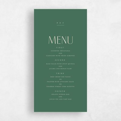 Hunter, Green Wedding Menu - Mendoza Portrait