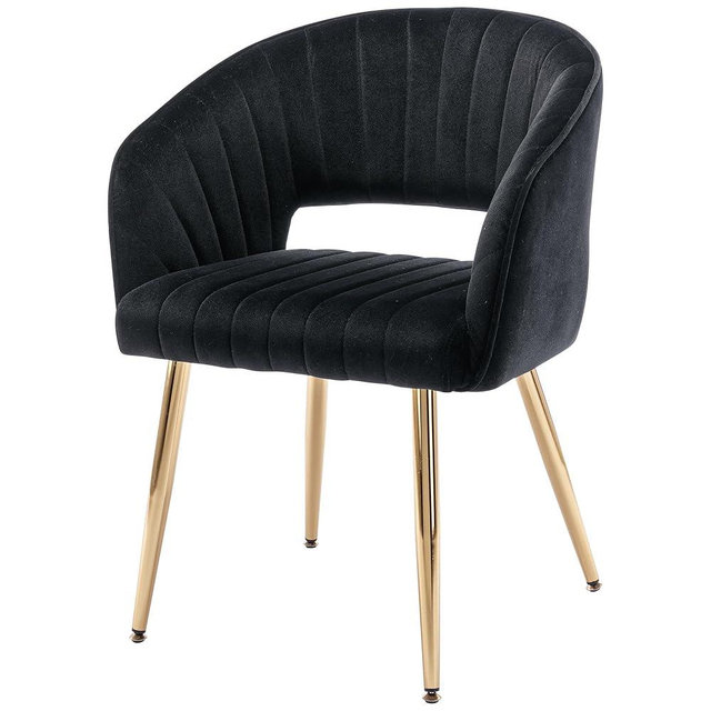 Westice Velvet Home Office Desk Chair Set of 1, Modern Tufted Vanity Chairs with Gold Metal Legs, Upholstered Accent Armchair for Living Room Restaurant, Black