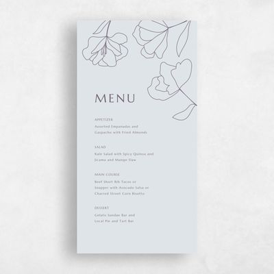 Misty Blue Wedding Menu - Emeline