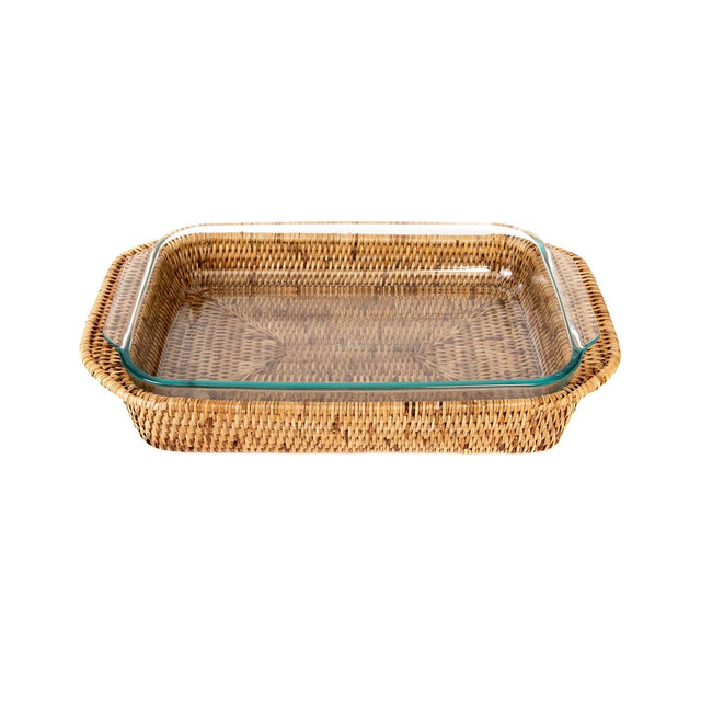 Artifacts Rattan Rectangular Baker Basket with Pyrex