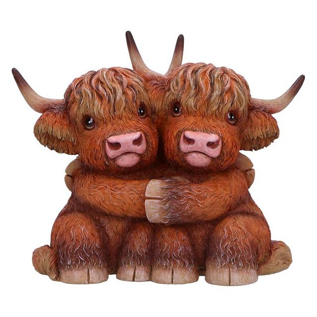 Nemesis Now Highland Hug Highland Hugging Cows Figurine, Resin, Brown, Cast in The Finest Resin, Expertly Hand-Painted