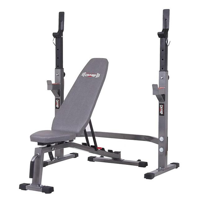 Body Champ Two Piece Set Olympic Weight Bench with Squat Rack PRO3900, Grey