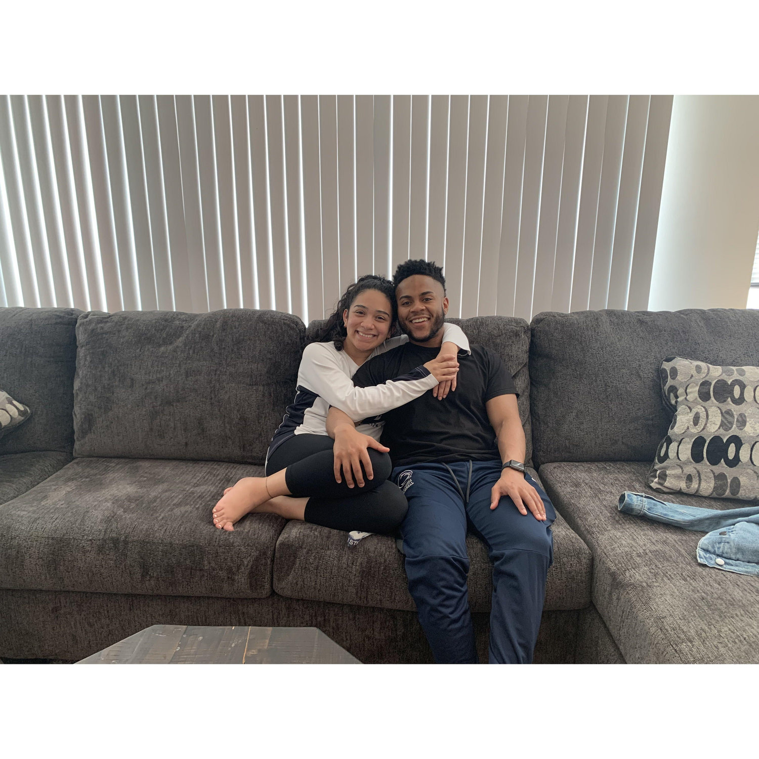 The picture was taken the day we moved into our first apartment together!