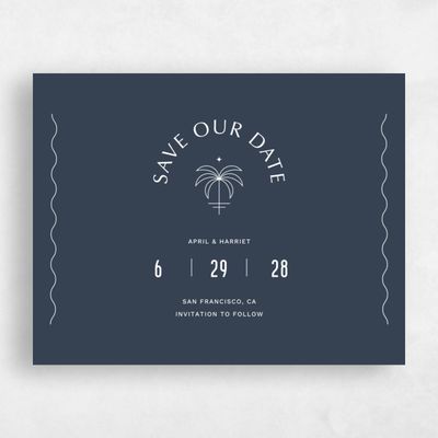 Grayed Navy, Blue Wedding Save the Date - Monraz Landscape