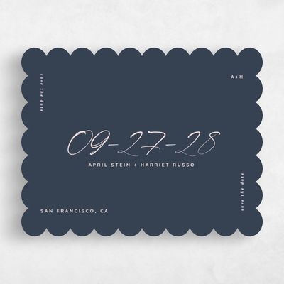 Blue Scalloped Wedding Save the Date - Gilmore Landscape