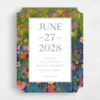 Blue Ticket Wedding Save the Date - Alta Portrait