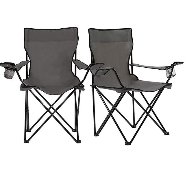 Homewell Portable Folding Chair for Outdoor, Beach and Camping (Grey, 2 Pack)