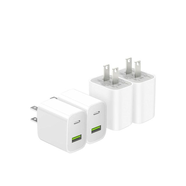 4 Pack USB C Charger Block, Dual Port Type C Wall Charger Fast Charging 20W Power Adapter Cube for iPhone 14/14 Pro/14 Pro Max/14 Plus/13/12/11, XS/XR/X, iPad, Samsung, More