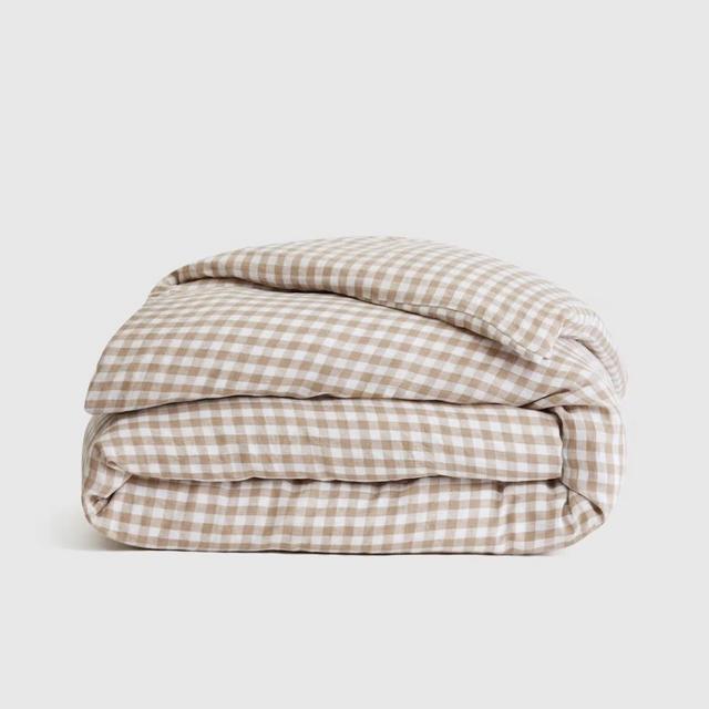 European Linen Duvet Cover in Cafe Gingham