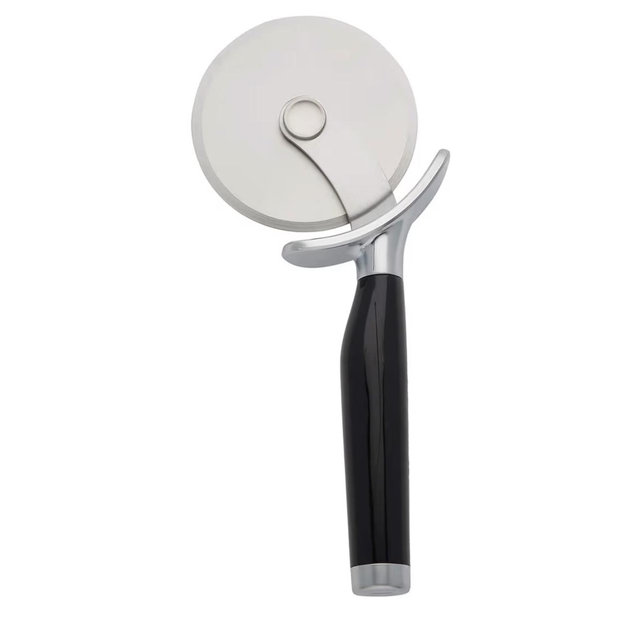 KitchenAid Classic Pizza Wheel with Sharp Blade For Cutting Through Crusts, Pies and More, Built In Finger Guard for Safety and Comfort Grip to Protect Fingers, Dishwasher Safe, 9-Inch, Black