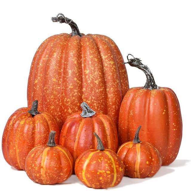 DearHouse 7Pcs Thanksgiving Artificial Pumpkin Home Decoration Sets, Artificial Vegetables Pumpkin for Fall Halloween Home Decor