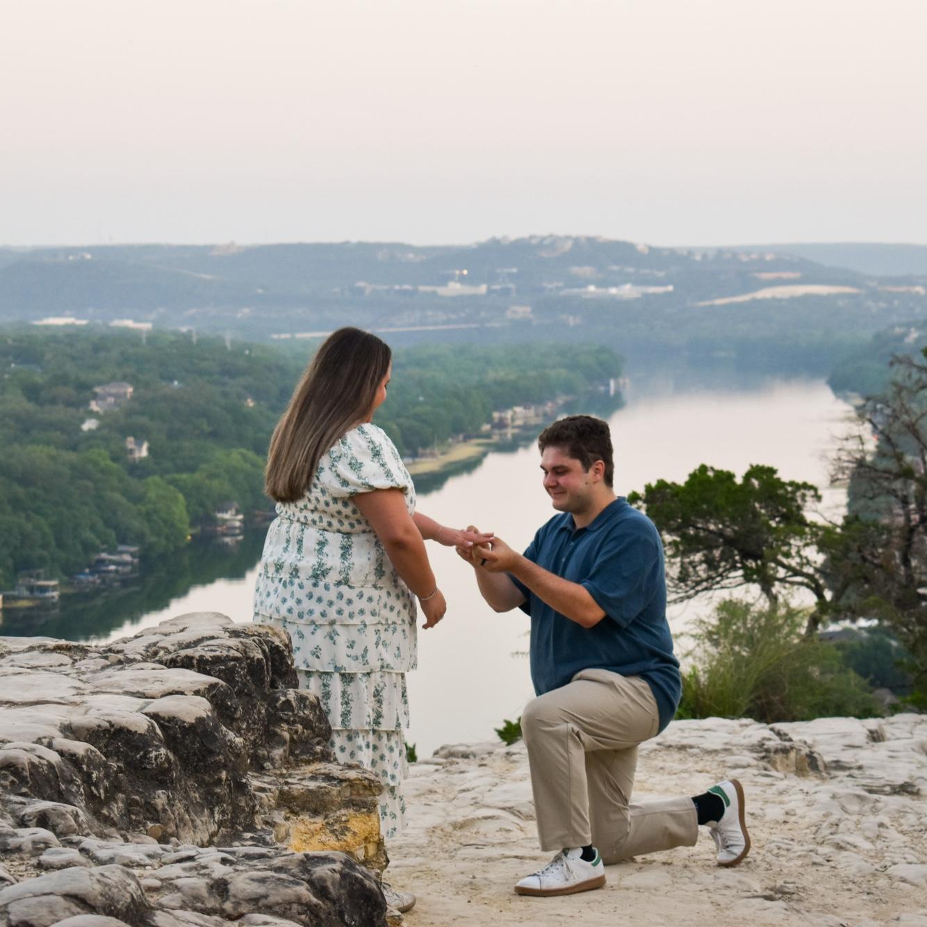 Jaxon proposed to Caitlyn during sunrise on May 10th at Mount Bonnell, this was one of their first date spots!