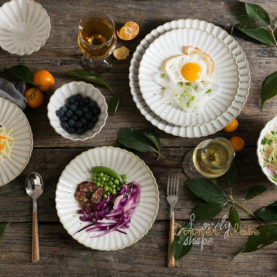 White Scalloped salad plate, set of 4