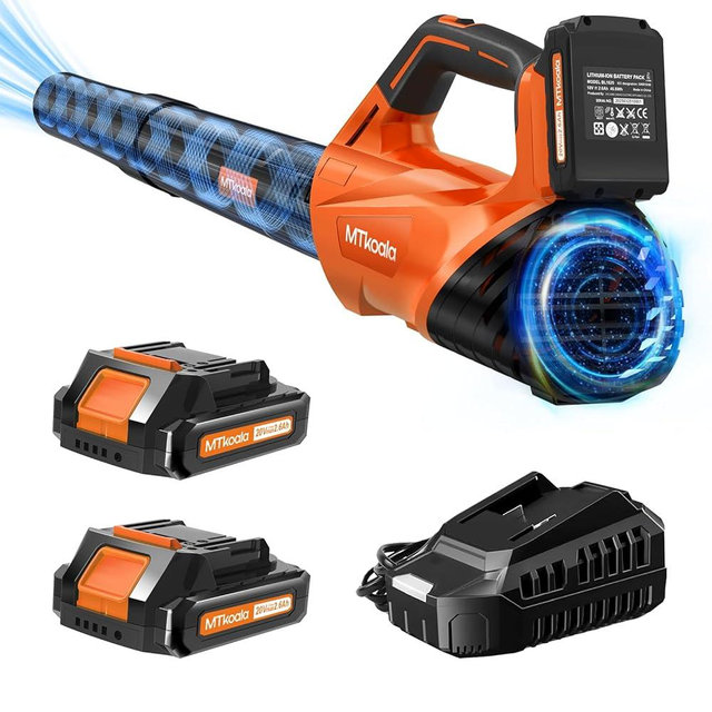 2025 Upgrade Leaf Blower, 20V Leaf Blower Cordless with 2 * 2.6AH Batteries and Fast Charger, 450CFM &150MPH and 2 Speed Mode, Lightweight Electric Leaf Blowers for Lawn,Yard, Leaves, Dust,Snow Care