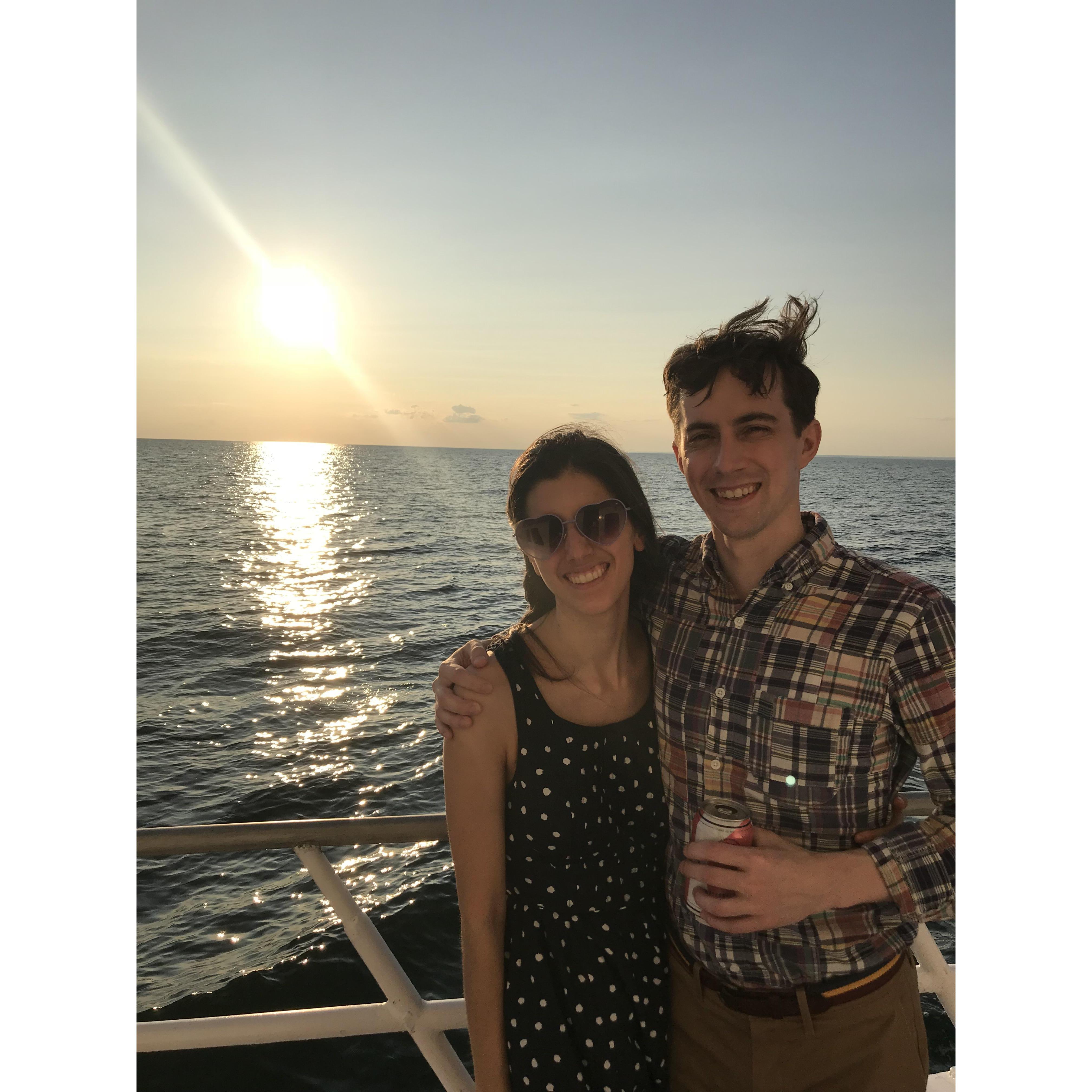 Celebrating Chris and Dani's engagement, on a boat.