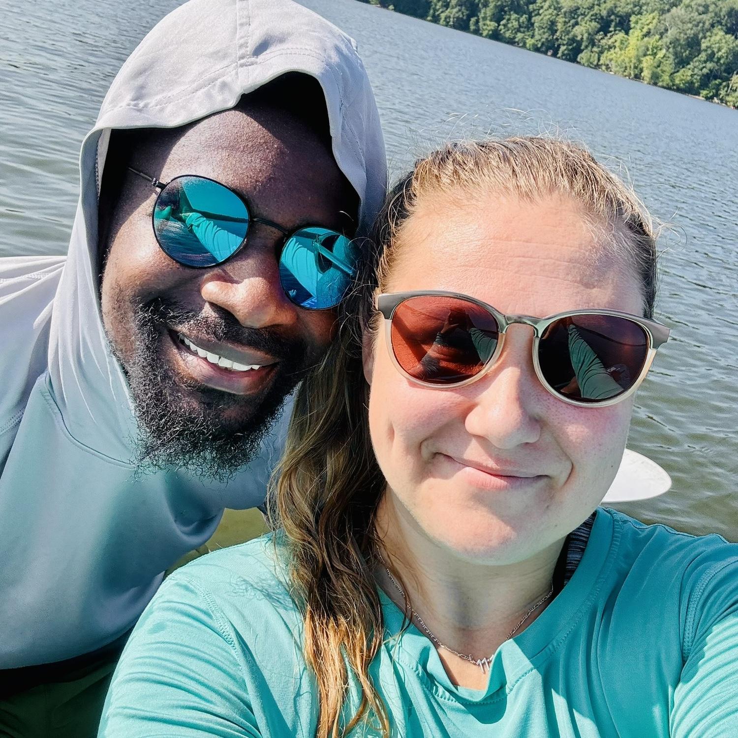 Paddle boarding on our camping trip