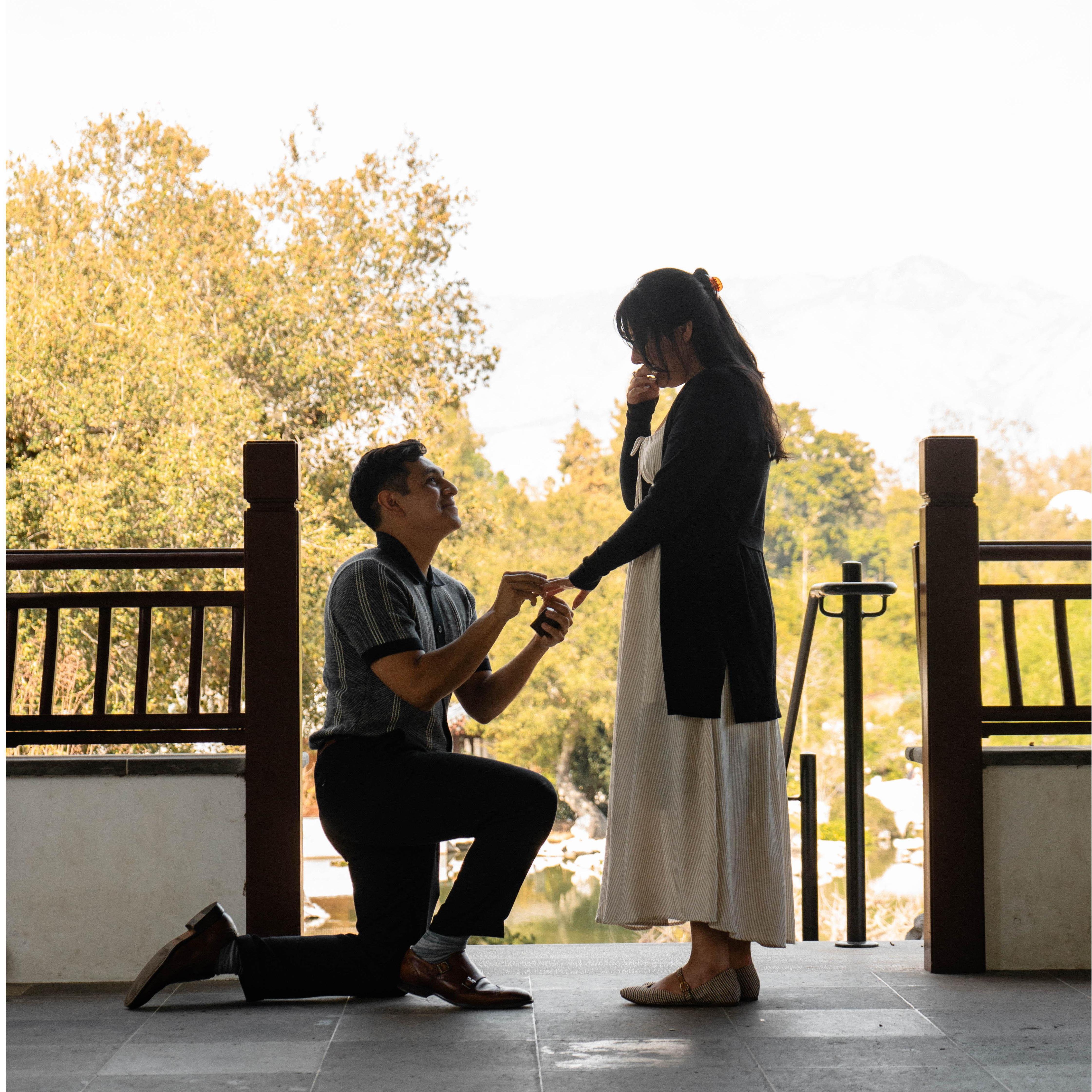 The proposal, at Huntington Library Garden